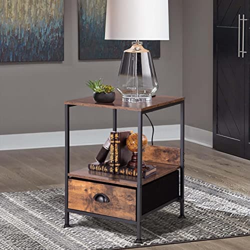 MAISON ARTS Set of 2 Farmhouse Ivory White End Tables for Living Room and Bedroom