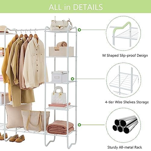 Portable Closet and Clothes Rack with Shelves