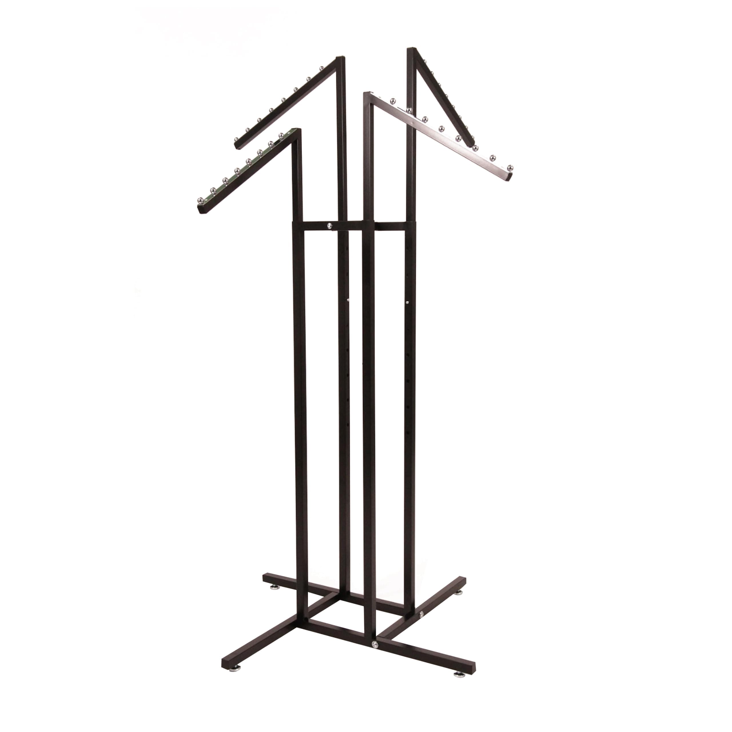 SSWBasics Black 4-Way Adjustable Clothing Rack - Slanted Arms, Adjustable Height 48-72"