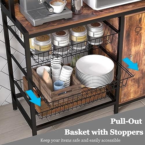 Industrial Microwave Oven Stand with Storage Shelves and Hooks