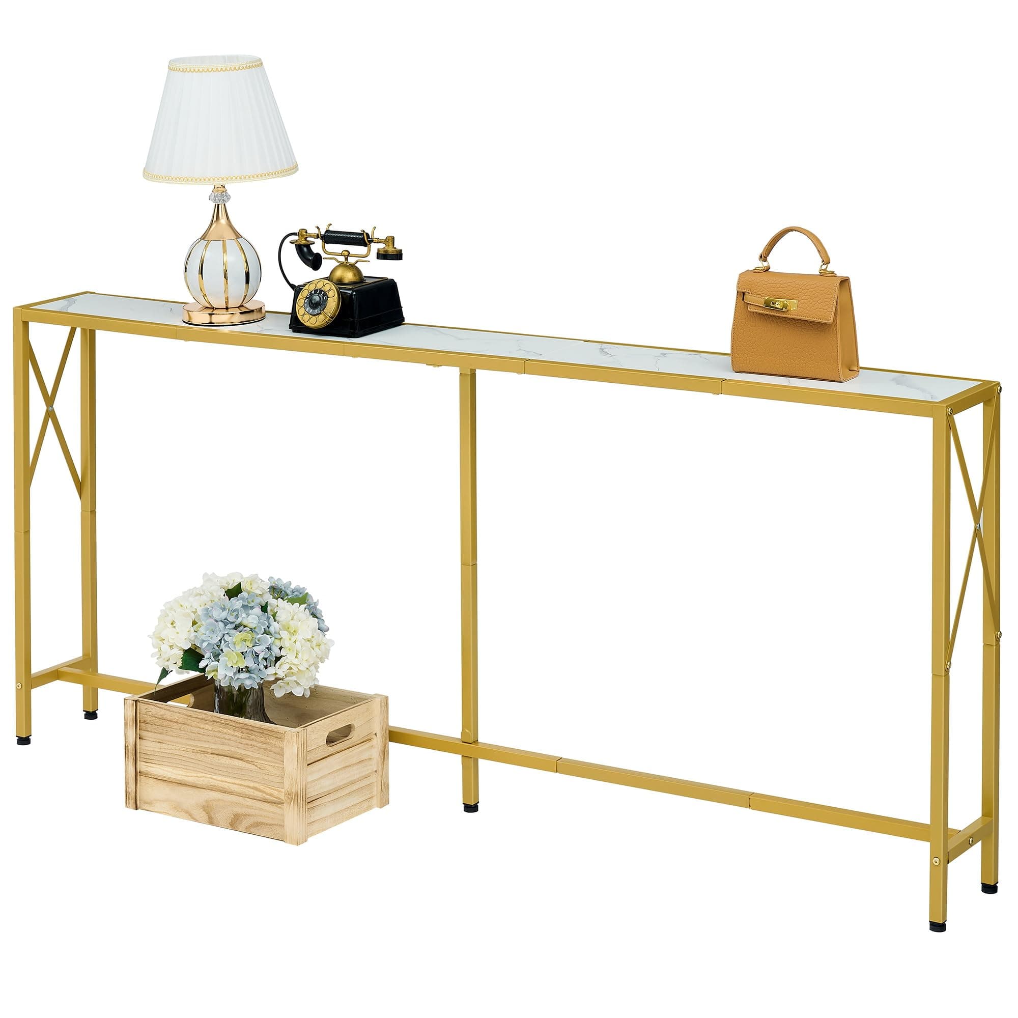 Narrow Industrial Console Table for Living Room, Bedroom, Hallway