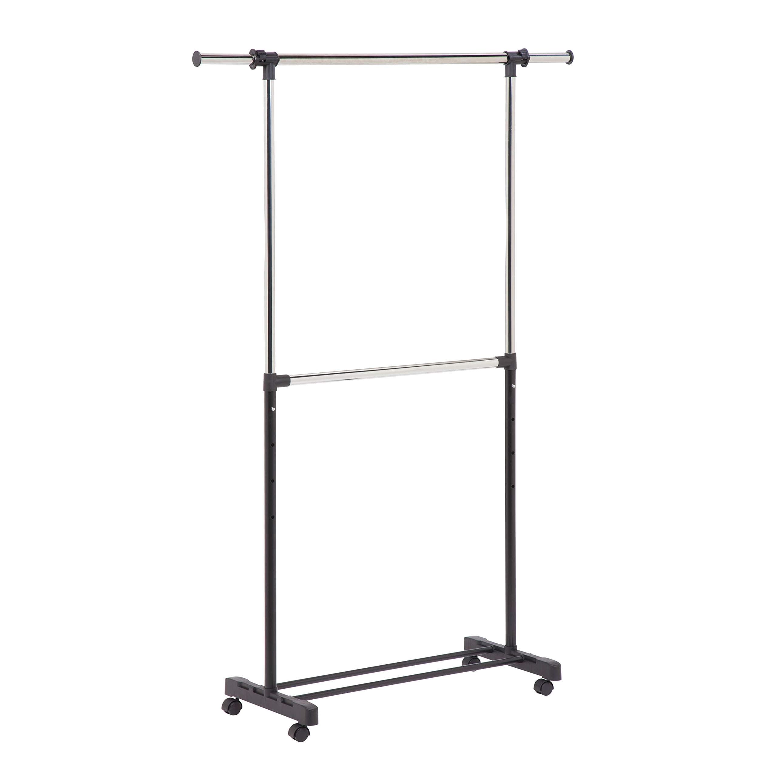 Honey-Can-Do GAR-01767 Dual Rod Expandable Clothing Rack, Black